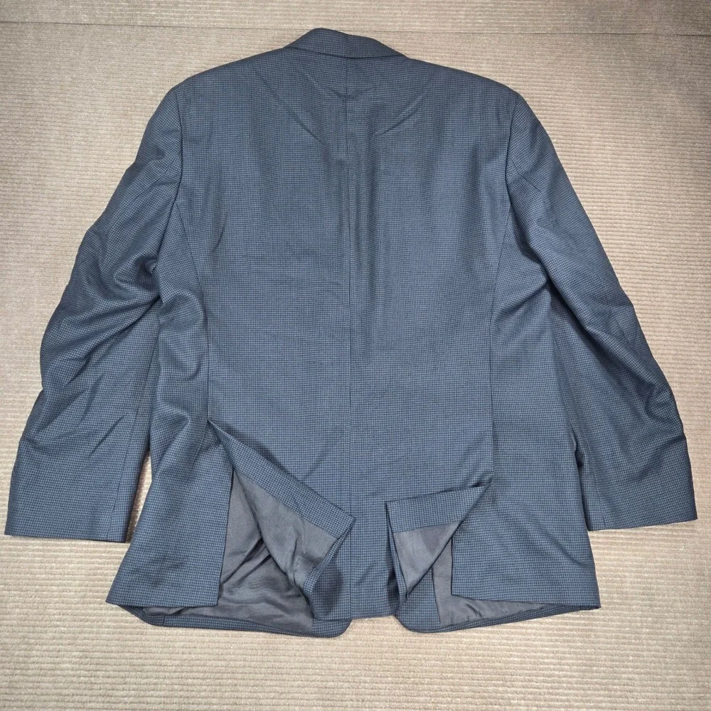 Michael Kors Mens 48L Navy Blue Micro Houndstooth Two Button Blazer Sport Coat‎